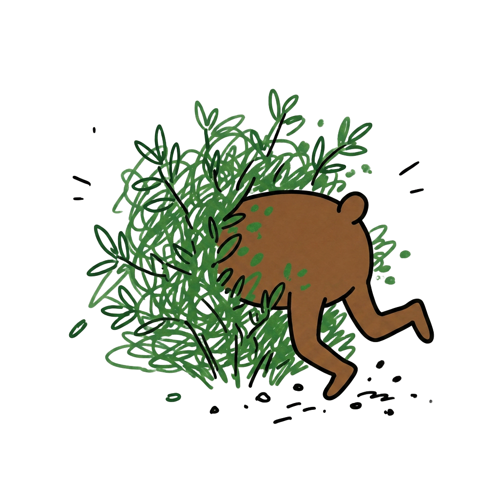 BER bursting out of a large bush