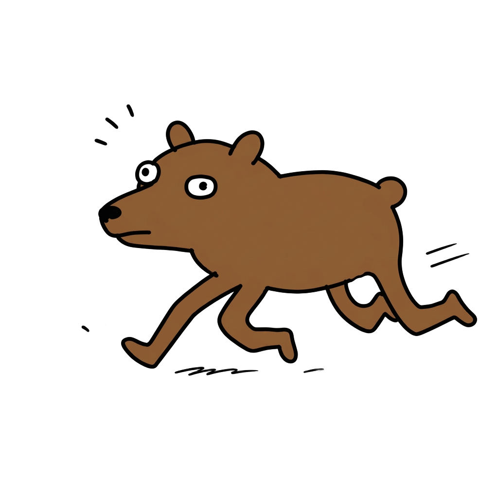 Diagram of BER running, showing its long legs, alert eyes, and forward-leaning posture
